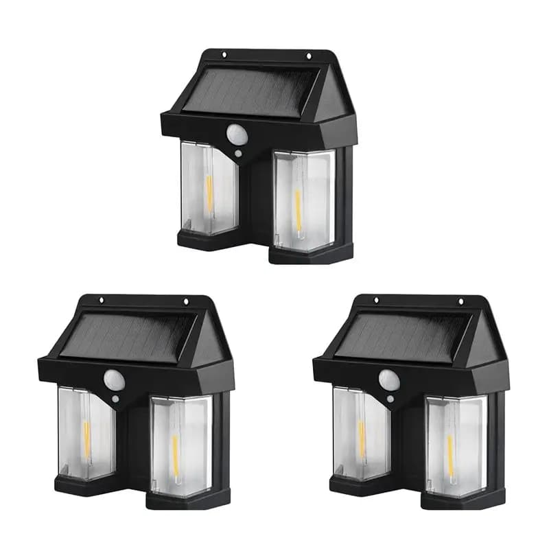 Lampada Solare da Parete per Esterni A84X-3X, Lampada Solare a Doppio Nucleo con Sensore di Movimento Wireless, Impermeabile IP65