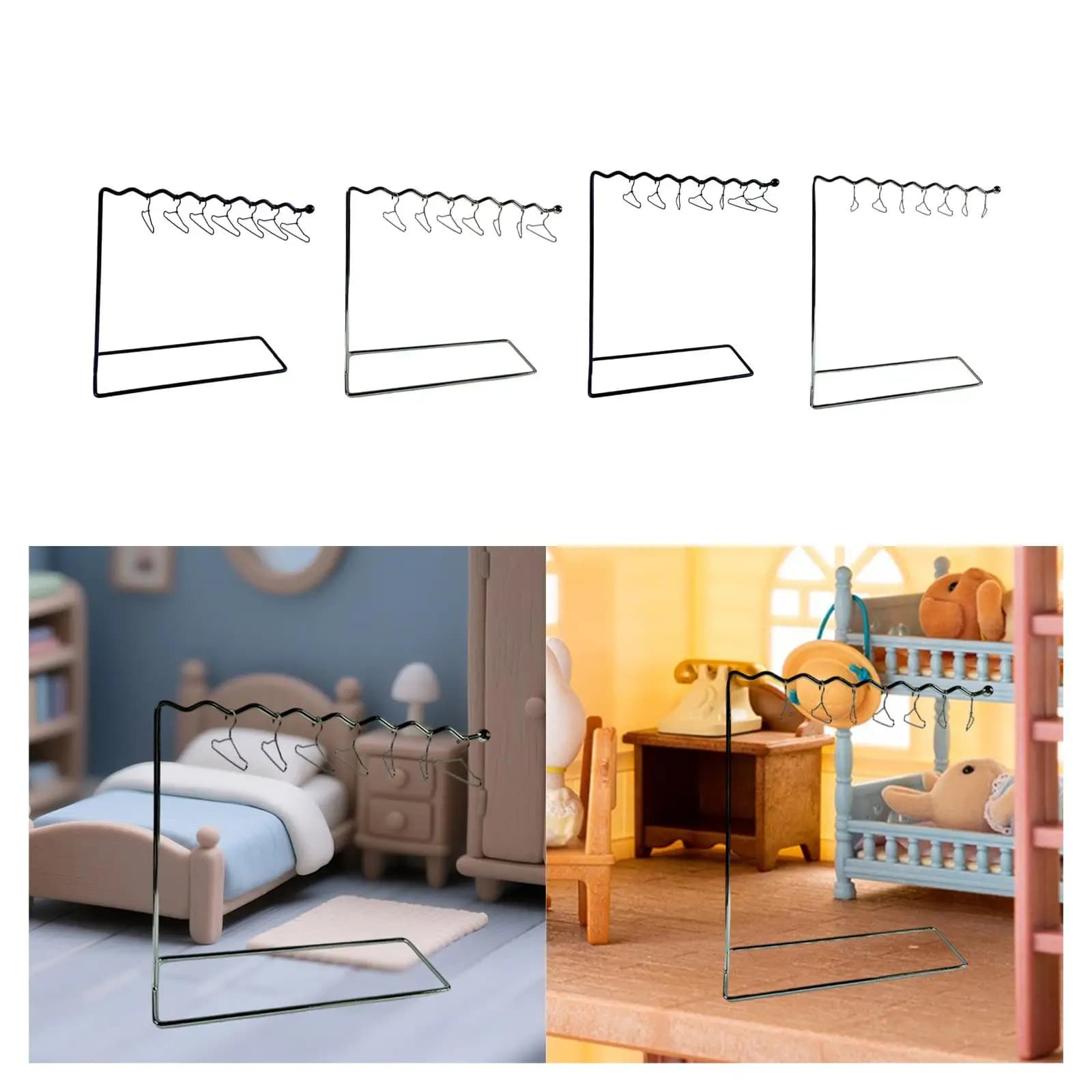 Appendiabiti per bambole, scaffale portaoggetti, accessori per casa delle bambole con appendiabiti per vestiti da bambola