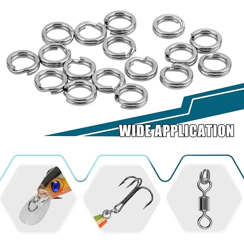 5 Size Stainless Steel Divided Fishing Rings Set for High Strength Esca Connectors for Large Traction Strength 200/250 Pieces per Equipment Box