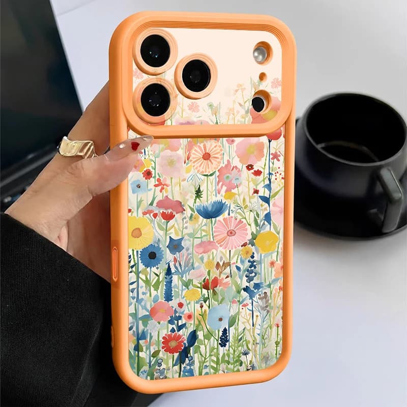 Shockproof Flower Painting Phone Case For iPhone 18 17 Pro Max 17e 16 15 14 13 Pro Max 16e Soft TPU Silicone Back Cover Funda