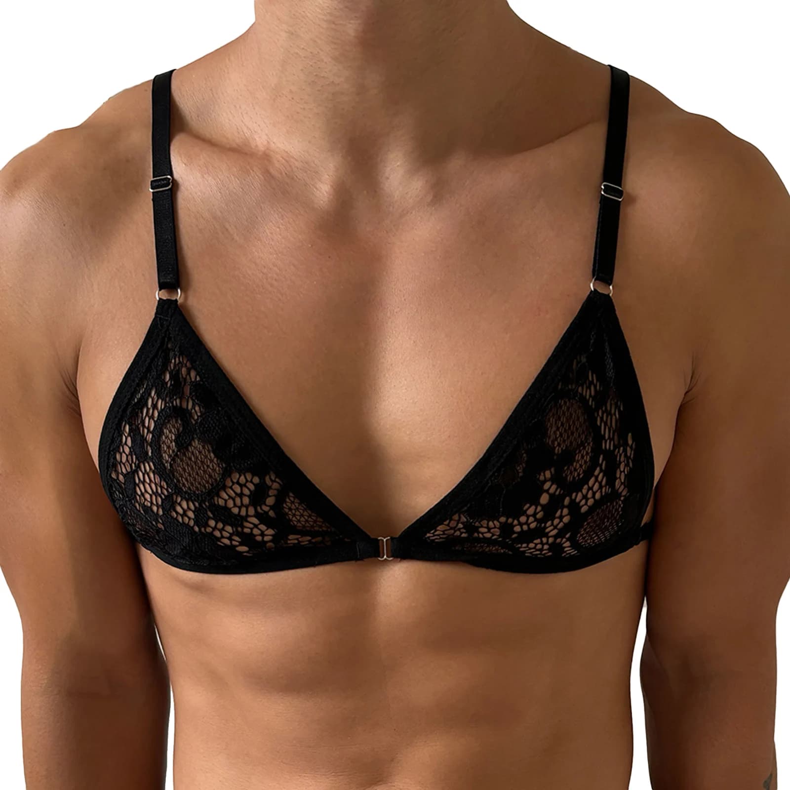 Reggiseno Sexy da Uomo, Cintura Pettorale in Pizzo, Lingerie Erotica, Outfit Sissy, Top Corto da Uomo