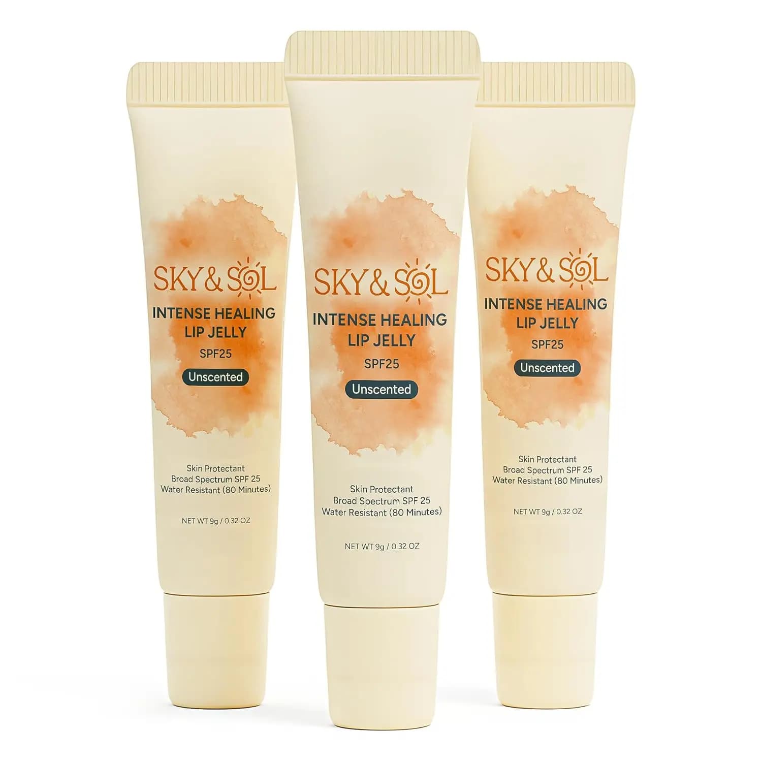 Lip Balm SPF 25 Pack of 3, Natural Hydrating Gel with Solar Protection and Primer, Water Resistant for Soft Lip Labbra