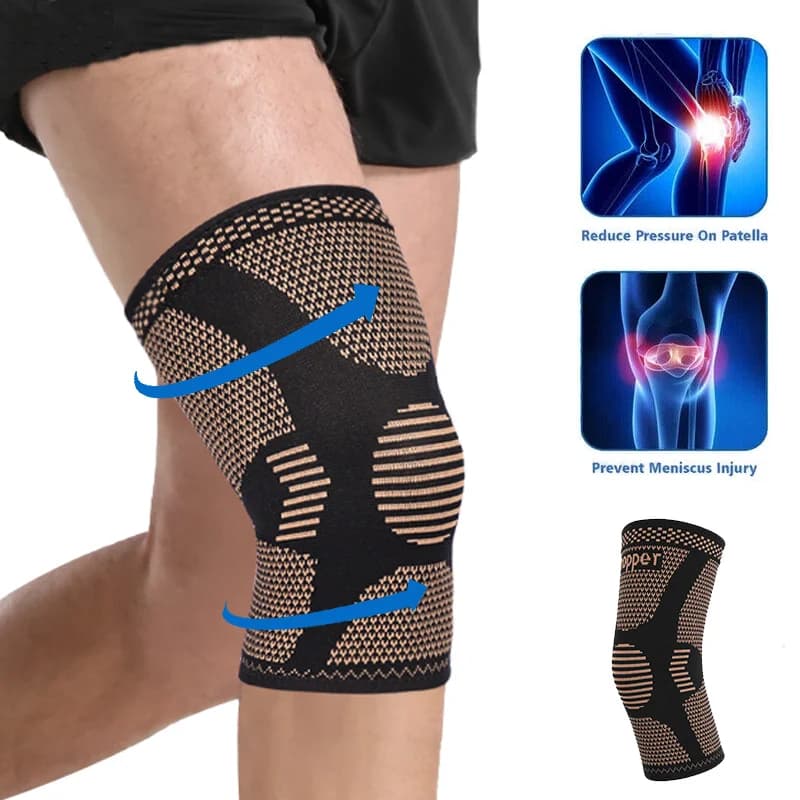 Miss Moly 1 pezzo di ginocchiera in rame per compressione del dolore al ginocchio, ginocchiere per fitness sportivo, per alleviare il dolore articolare