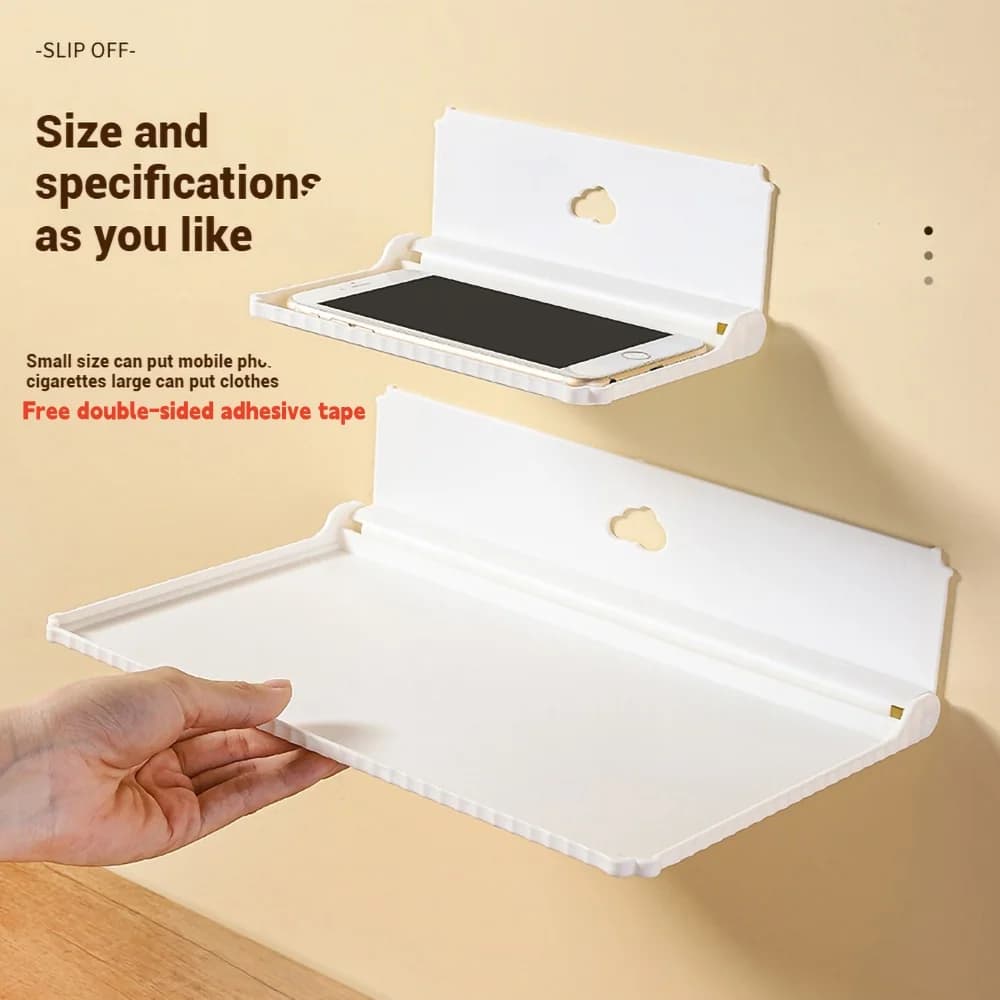 Punch-Free Foldable Wall Storage Shelf Nail-Free Self-Adhesive Floating Folding Tray Collapsible Wall Mount Organizer Rack New