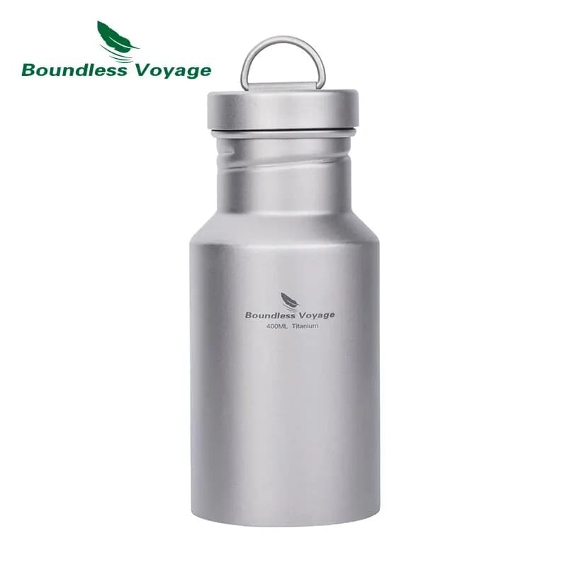 Bottiglia d'acqua in titanio Boundless Voyage con coperchio Bottiglia sportiva riutilizzabile a prova di perdite a bocca larga per campeggio 400/550/750 ml