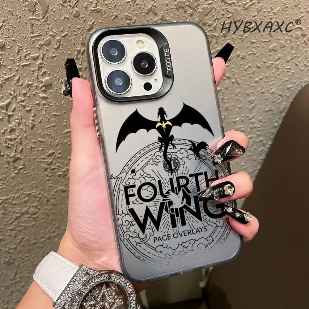 F-Fourth Wing FAshion Phone Case iPhone 16 15 14 13 Plus Pro Max Satin Colorful glossy surface Cover