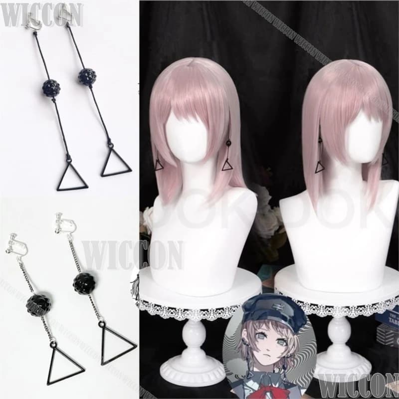Famous Kiga Famine Devil Soul Chain Cosplay Costume Purple Light Hair Wig Prop Clip for Ear Woman Man Cos Set Halloween Party