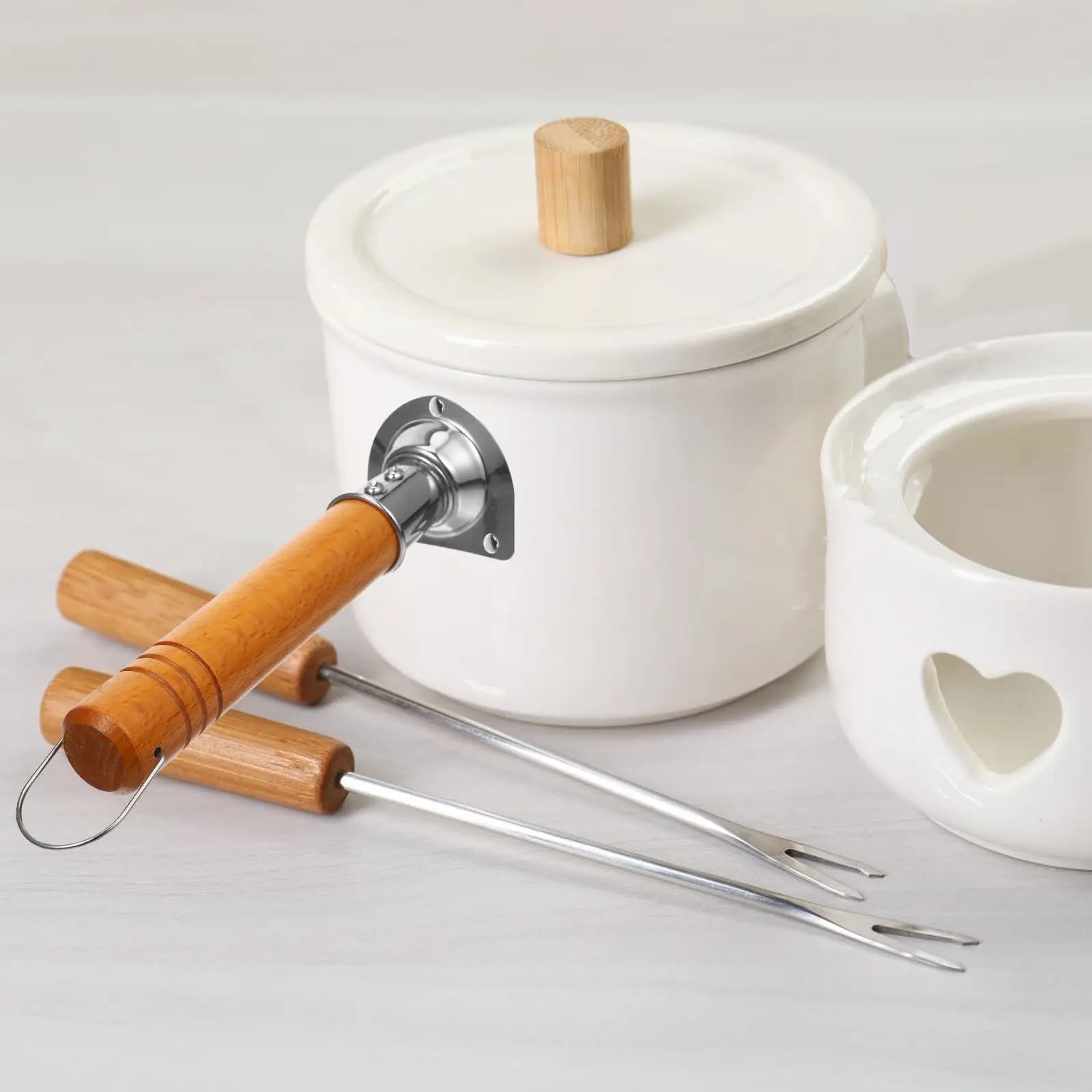 2Pcs Small Pot Wooden Handle Multipurpose Anti-Skid Heat Insulation Detachable Pot Handle Replacement for Frying Pan Milk Pan