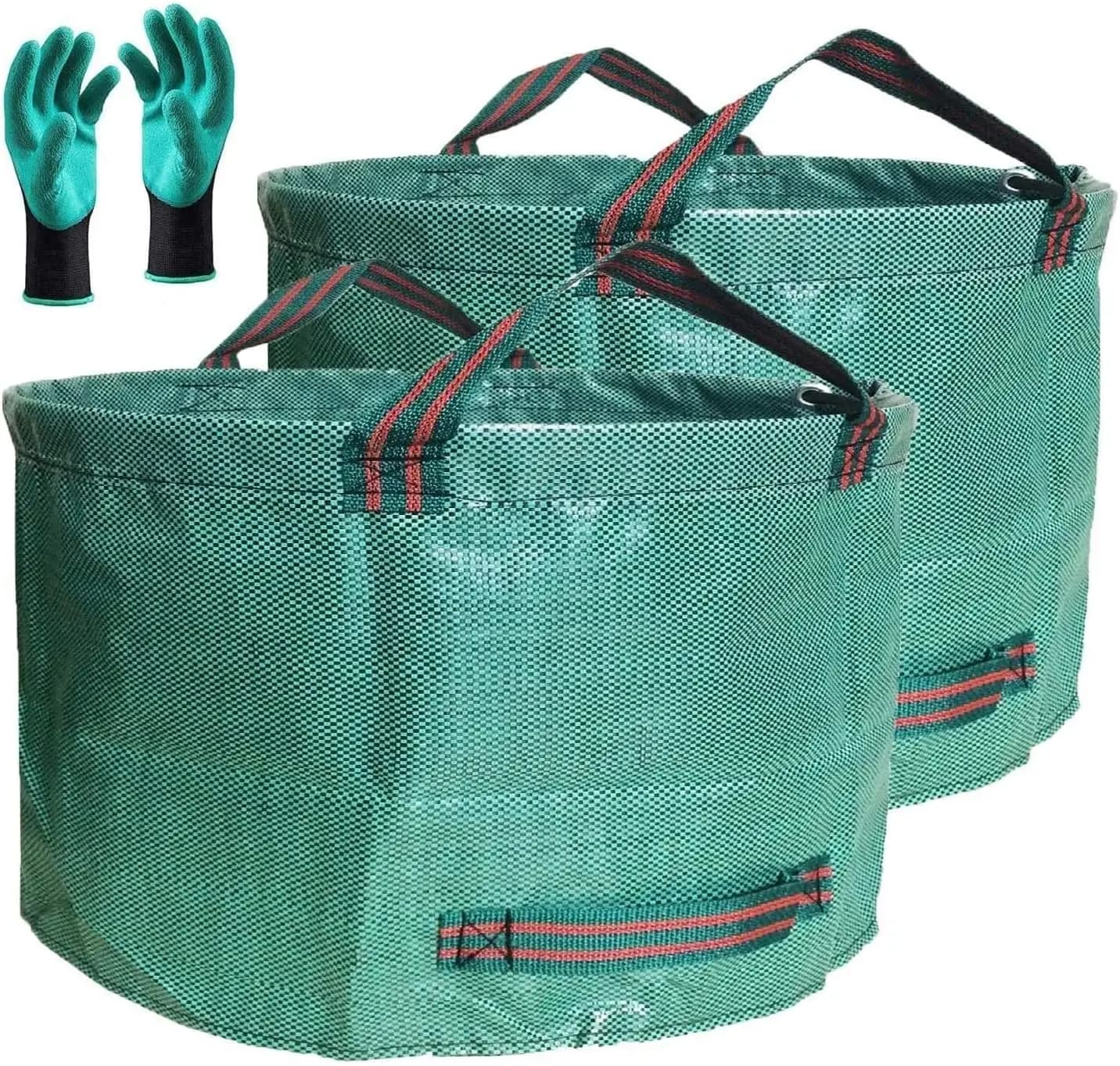 Confezione Standard da 2 Sacchi da Giardino da 46 Galloni con Guanti da Giardinaggio per Rifiuti da Giardino, Sacchi per Foglie, Contenitori per Rifiuti, Bidoni per Riciclaggio