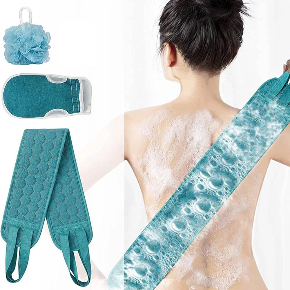 Set Esfoliante per il Corpo - Include Spazzola per la Schiena, Guanto da Bagno e Spugna Loofah per Doccia