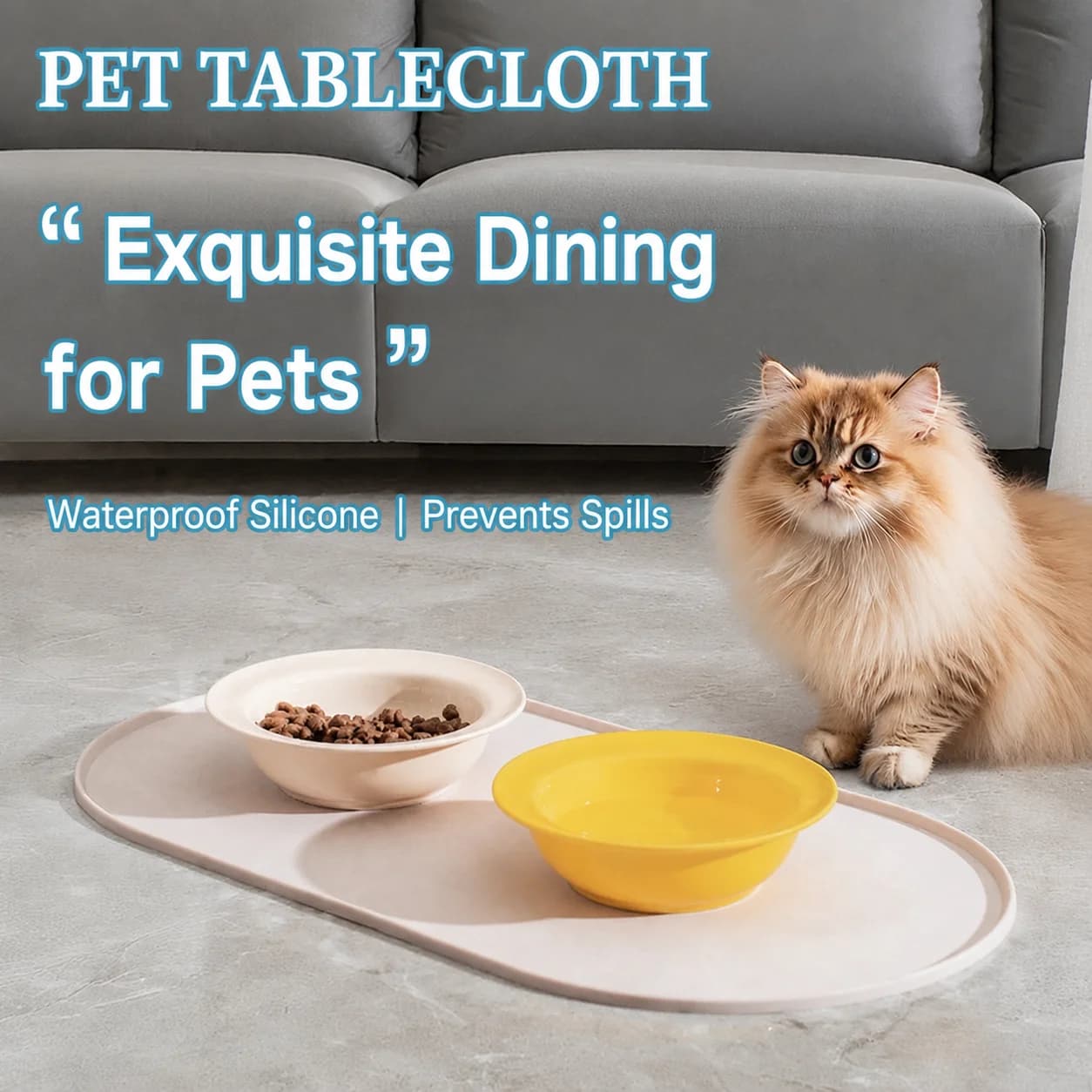 Pet Food Mat Compatible with Cat/Dog Bowls Cat Feeding Mat with Non-Slip Waterproof Design Households Dog Owners