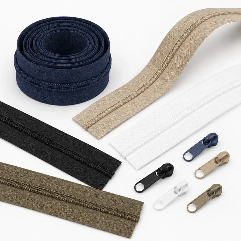 10-20M 3#5# Continuous Nylon Zipper Tape with Sliders Coil Zip Pullers Roll for Bag Apparel Sewing Repair Closure Clothing Kits