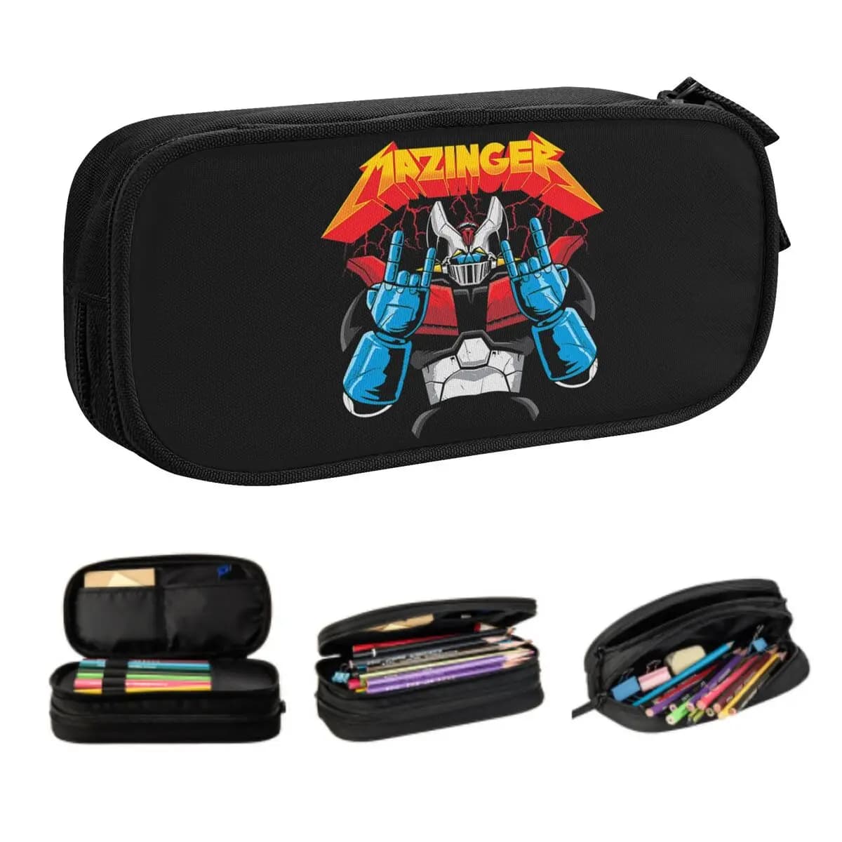 Astuccio Personalizzato Mazinger Z per Ragazze e Ragazzi, Grande Portapenne UFO Robot Anime, Borsa per Cancelleria Scolastica