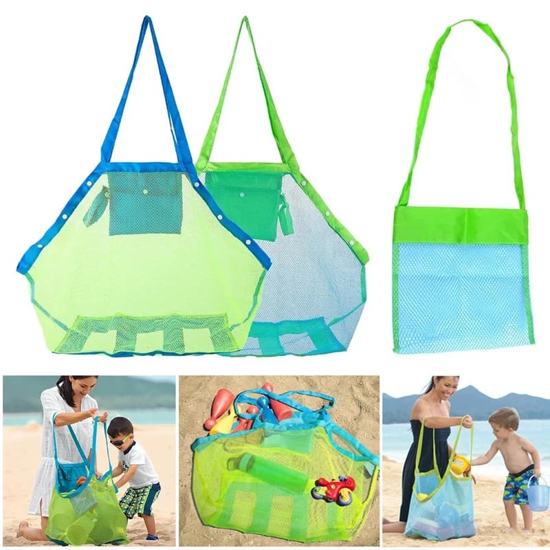 1/2/4 Pezzi Borsa da Spiaggia Portatile Anti-Sabbia per Bambini, Rete Portaoggetti per Giocattoli e Asciugamani, Borsa da Viaggio Impermeabile per Esterni