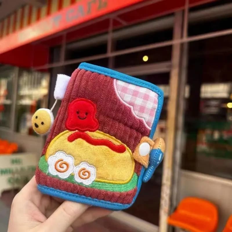 Nuovo Arrivo: Portafoglio Corto in Tela con Cerniera per Donna, Borsellino Piccolo Pieghevole in Denim e Corduroy, Porta Carte e Monete con Motivi Cartoon