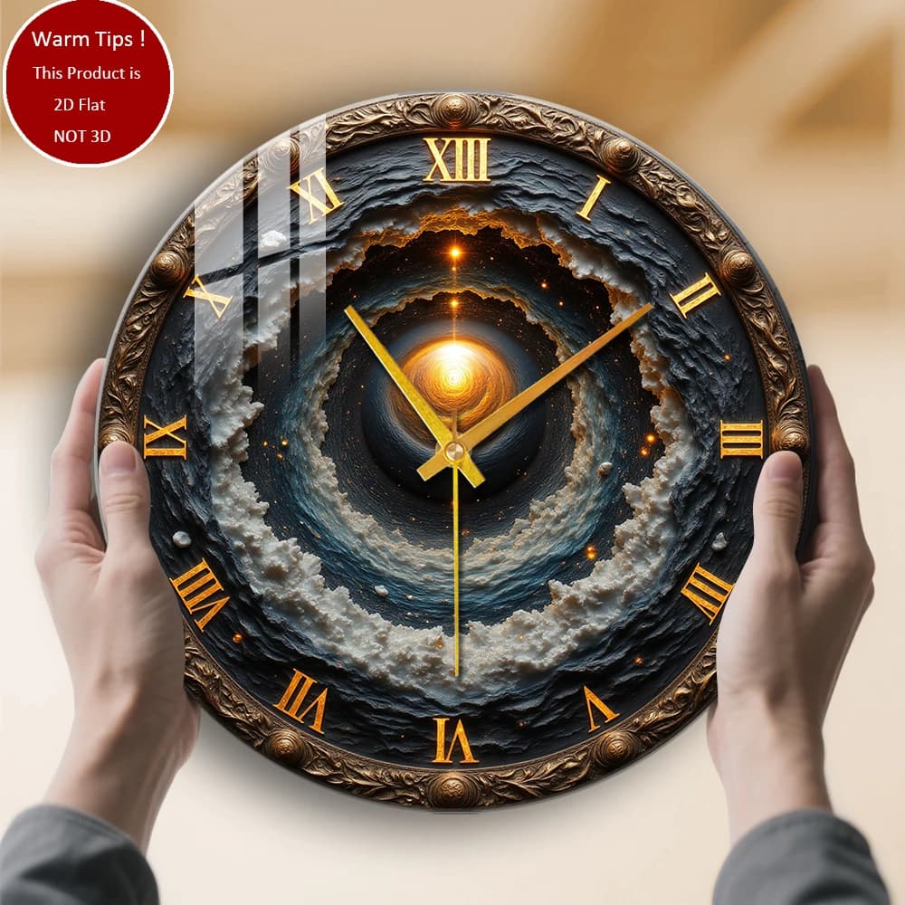 Tempered Glass Wall Clock Sky watch with spiral galaxy suitable for wall decorations or table displays everywhere