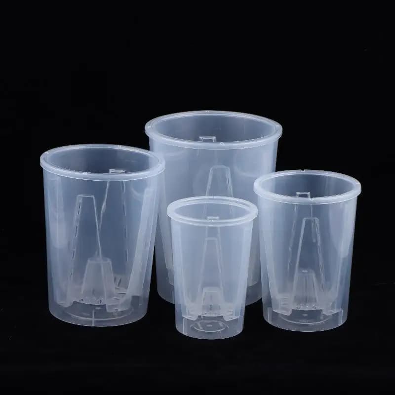 Double Layer Self Watering Plastic Transparent Flower Pot Planter With Holes For Office Bedroom Decor Plants