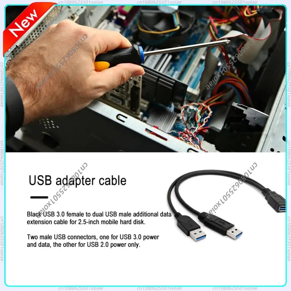 USB 3.0 to Dual USB Extra Power Data Extension Cable for 2.5 inch External HDD