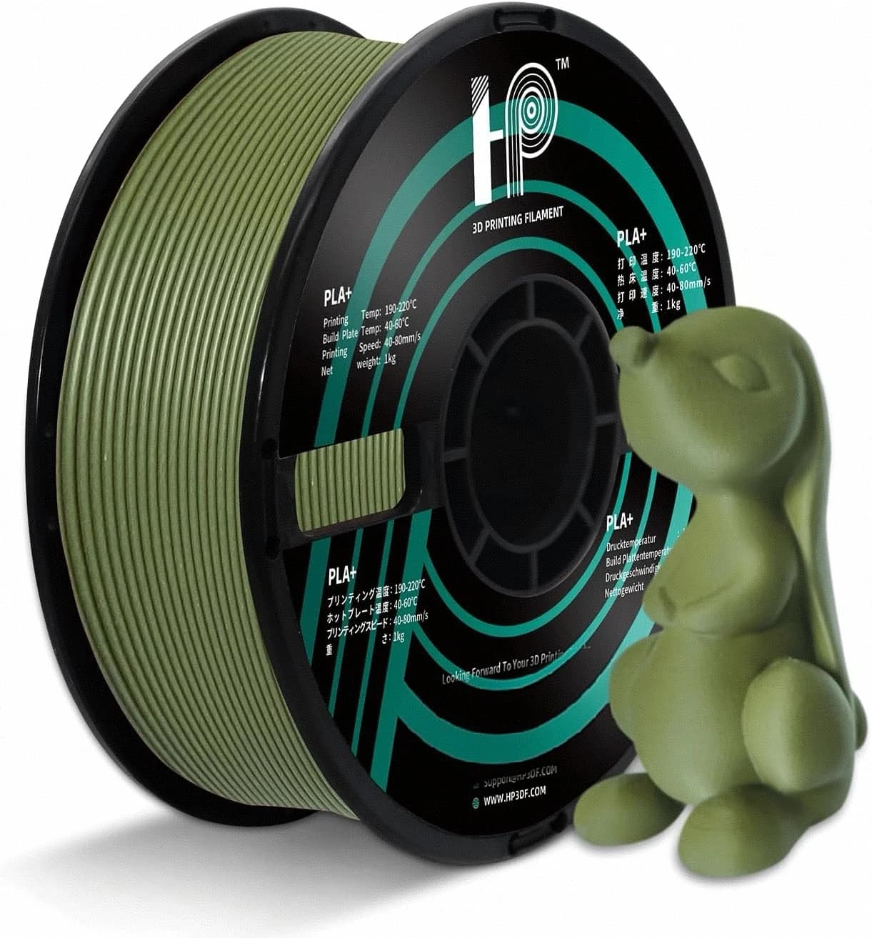 HP3DF 3D Printer PLA Filament,1.75 mm,accuracy +/- 0.02 mm, 1 kg spool (2.2 lbs),fits most FDM printers (Matte Army Green)