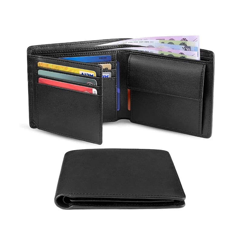 Portafogli da Uomo Sottili con Blocco RFID in Vera Pelle con Tasca per Monete, 2 Scomparti per Banconote, 10 Porta Carte di Credito