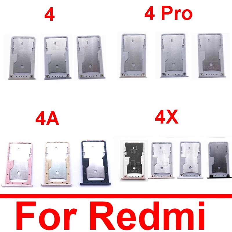 Supporto del vassoio per slot per scheda di memoria per scheda SIM per Xiaomi Redmi 4 4A 4X Pro Adattatore per scheda SIM Parti di ricambio per riparazione del telefono cellulare
