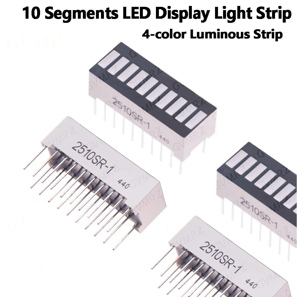 2pcs 10 Segments LED Display Light Strip 4-color Luminous Strip LED Modules Multicolor Bargraph 10 Bar-graph for Arduino
