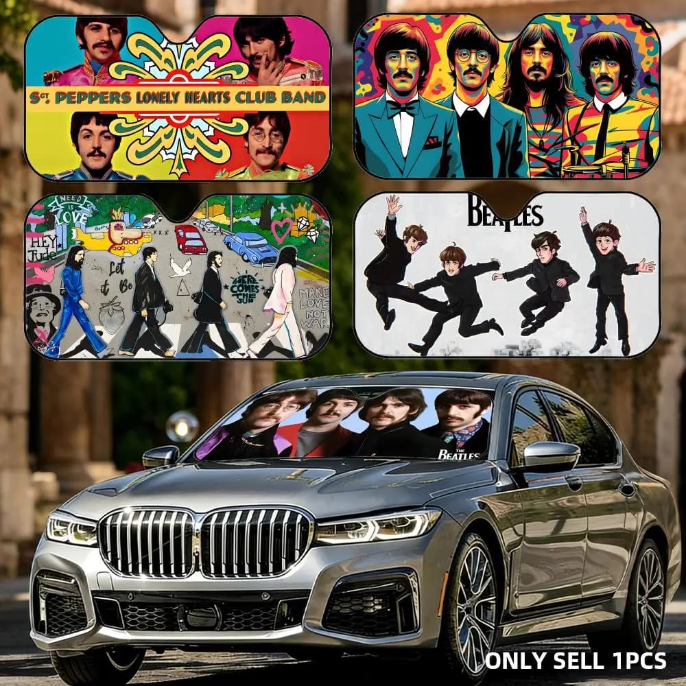 Parasole pieghevole per parabrezza auto in lamina di alluminio Band The B-Beatles - Protezione UV e isolamento termico
