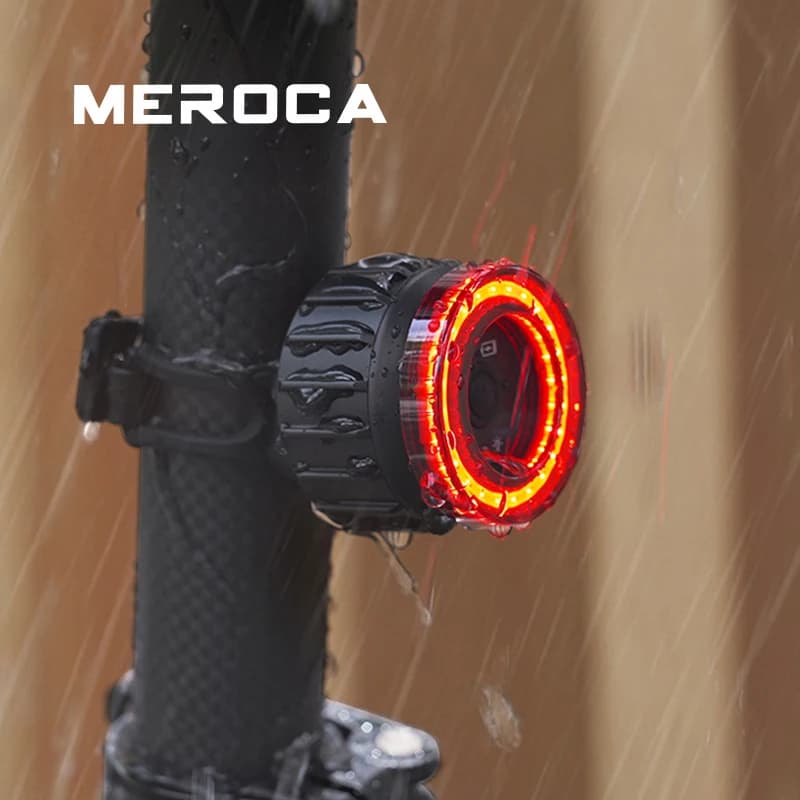 MEROCA Luce posteriore per bicicletta Ricarica USB Lampeggiante multifunzione ad alta visibilità con sensore freno Fanale posteriore Lampade per bici da strada MTB