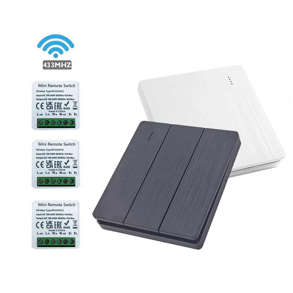 433Mhz RF 86 Wall Panel Switch Wireless Smart Switch Light with Remote Control Mini Relay Receiver Home Led Light Lamp Fan