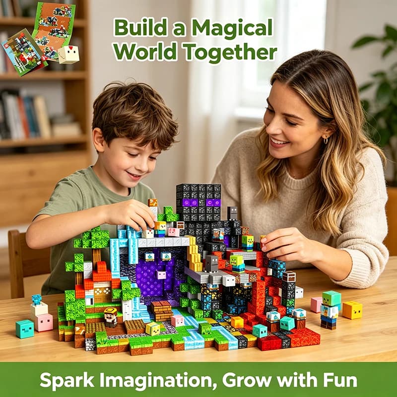 100-300PCS Magnetic Building Blocks Set 3D DIY Construction Magnet Tiles Toys for Kids Boys Girls STEM Preschool Learning Gifts