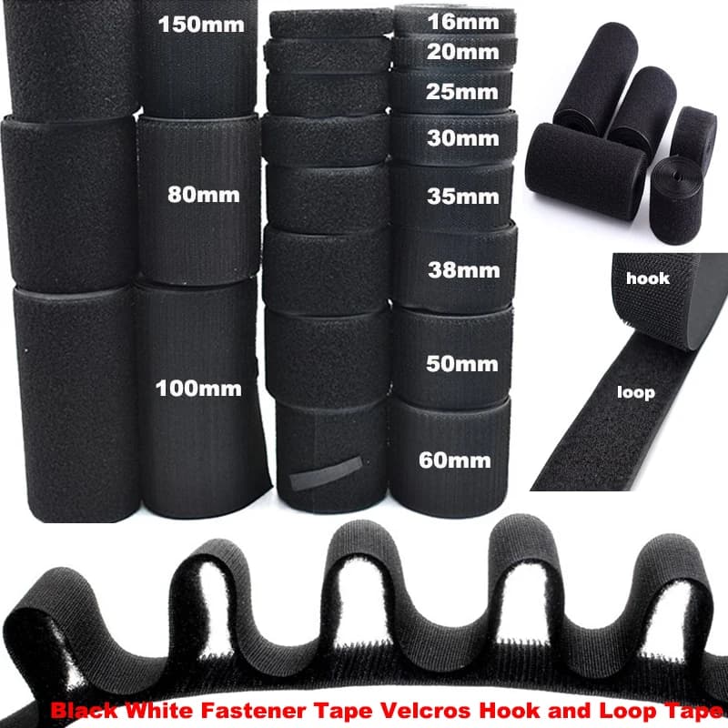 1 metro/paia 16-150mm nero bianco nastro di fissaggio gancio adesivo gancio e nastro ad anello senza colla strisce per cucire accessori nastro magico