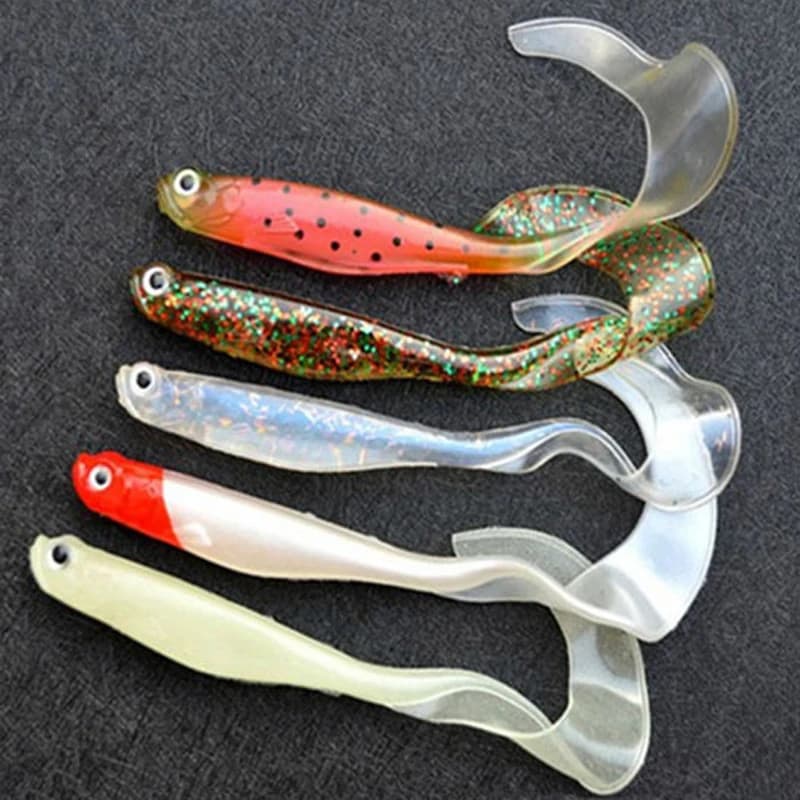 Fishing Lure Soft Bait 6.5g 10.5cm Single Tail Grub Artificial Fish Bait Night Fishing Glow Luminous Lot 5 Pieces