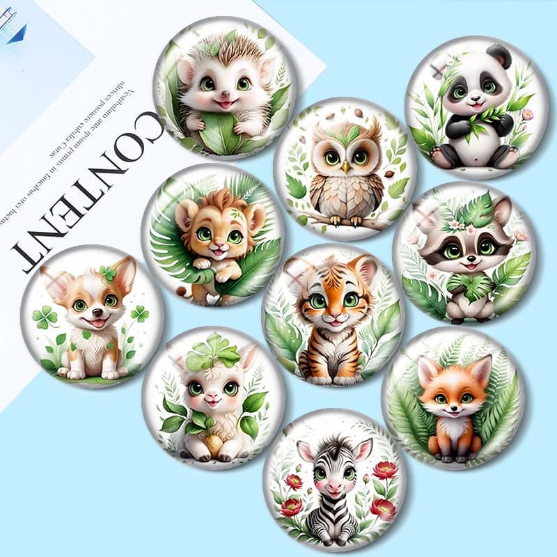 Cute Baby Animals 12/18/20/25mm glass cabochon bracelet pendant rings for jewelry demo earrings back Making findings