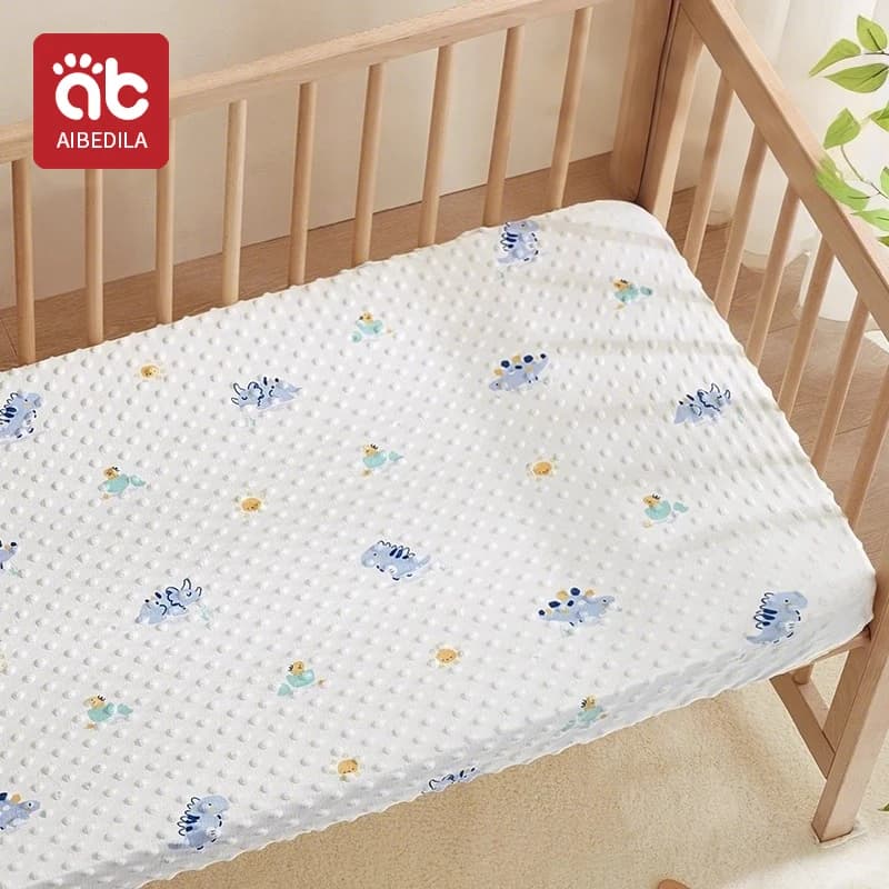 AIBEDILA Bed linen with corners for baby cot Soft mattress cover for cot Boy Girl Bed linen for children Allowed 120x65 cm