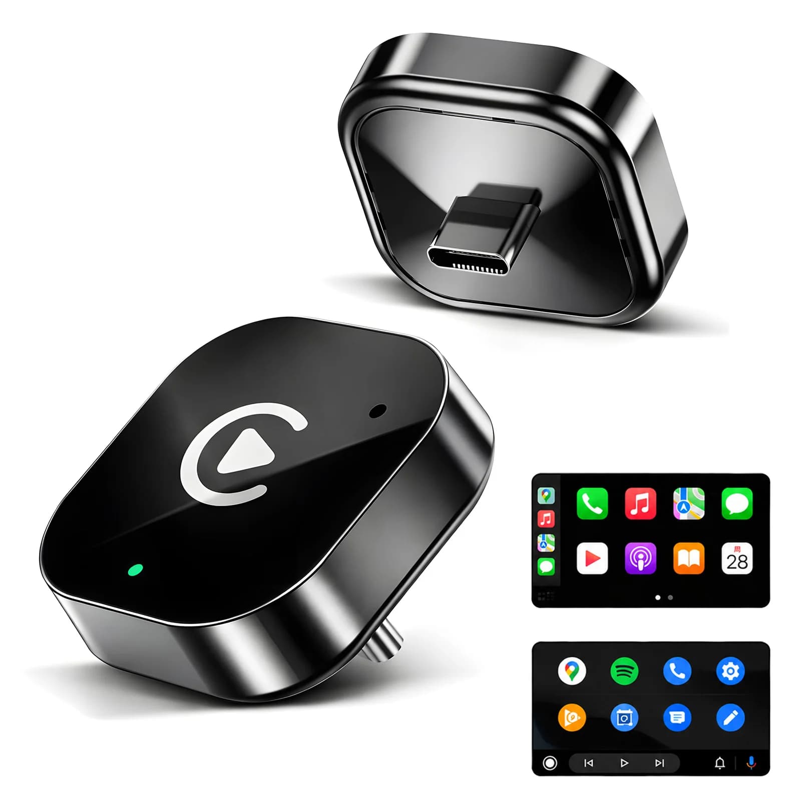 Adattatore USB C Wireless CarPlay e Android Auto, da cablato a wireless, compatibile con iPhone e smartphone Android.
