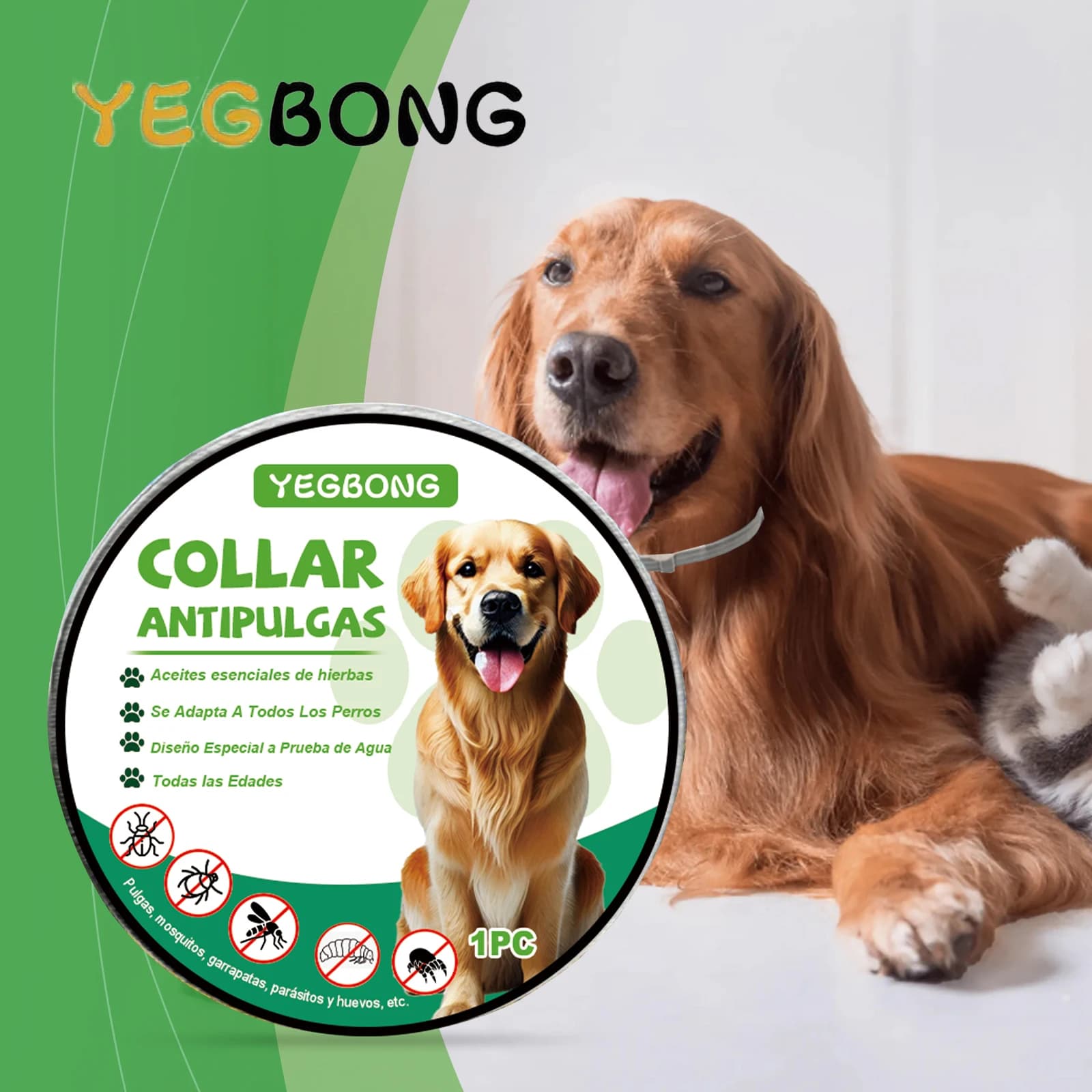 YEGBONG Pet Flea and Tick Collar Long Lasting Waterproof Repellent for Dogs Cats Prevents Fleas Ticks Lice Egg Adjustable Sizing