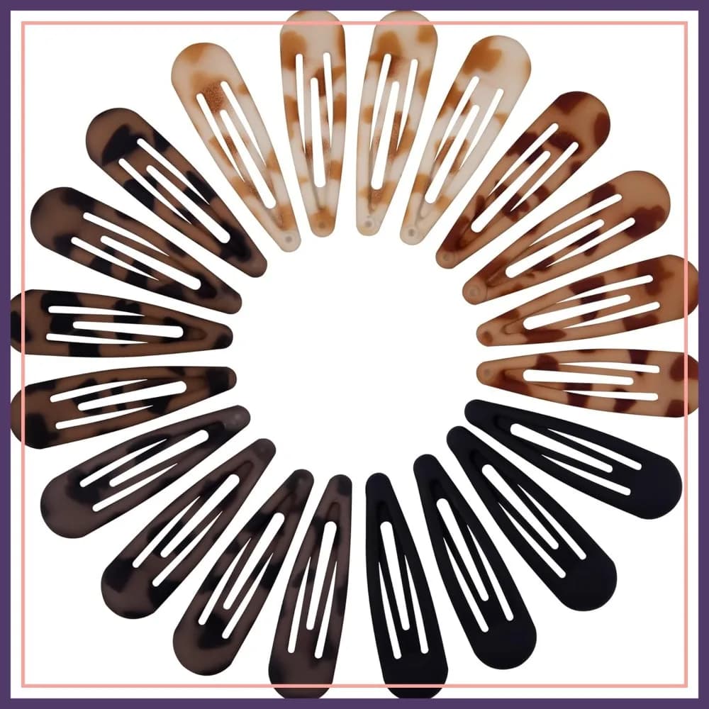 20 fermagli per capelli in metallo antiscivolo per donna, nero opaco effetto tartaruga, 1,97 x 0,5 pollici