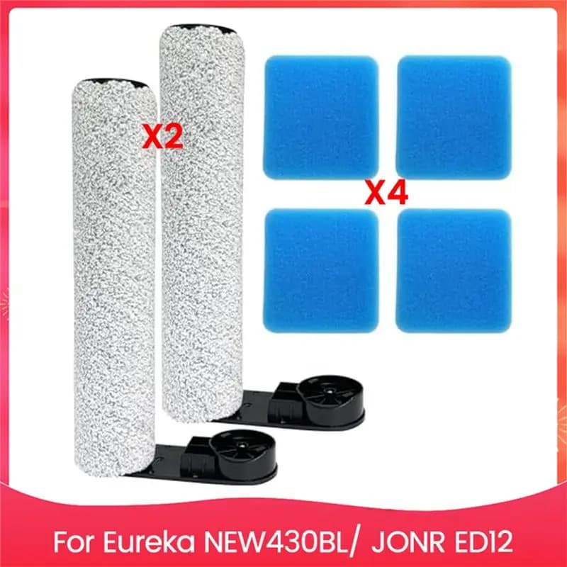 Set di spazzole a rullo e filtri in spugna di ricambio A20F per aspirapolvere Eureka NEW430BL/per JONR ED12 (2 spazzole a rullo + 4 spugne)