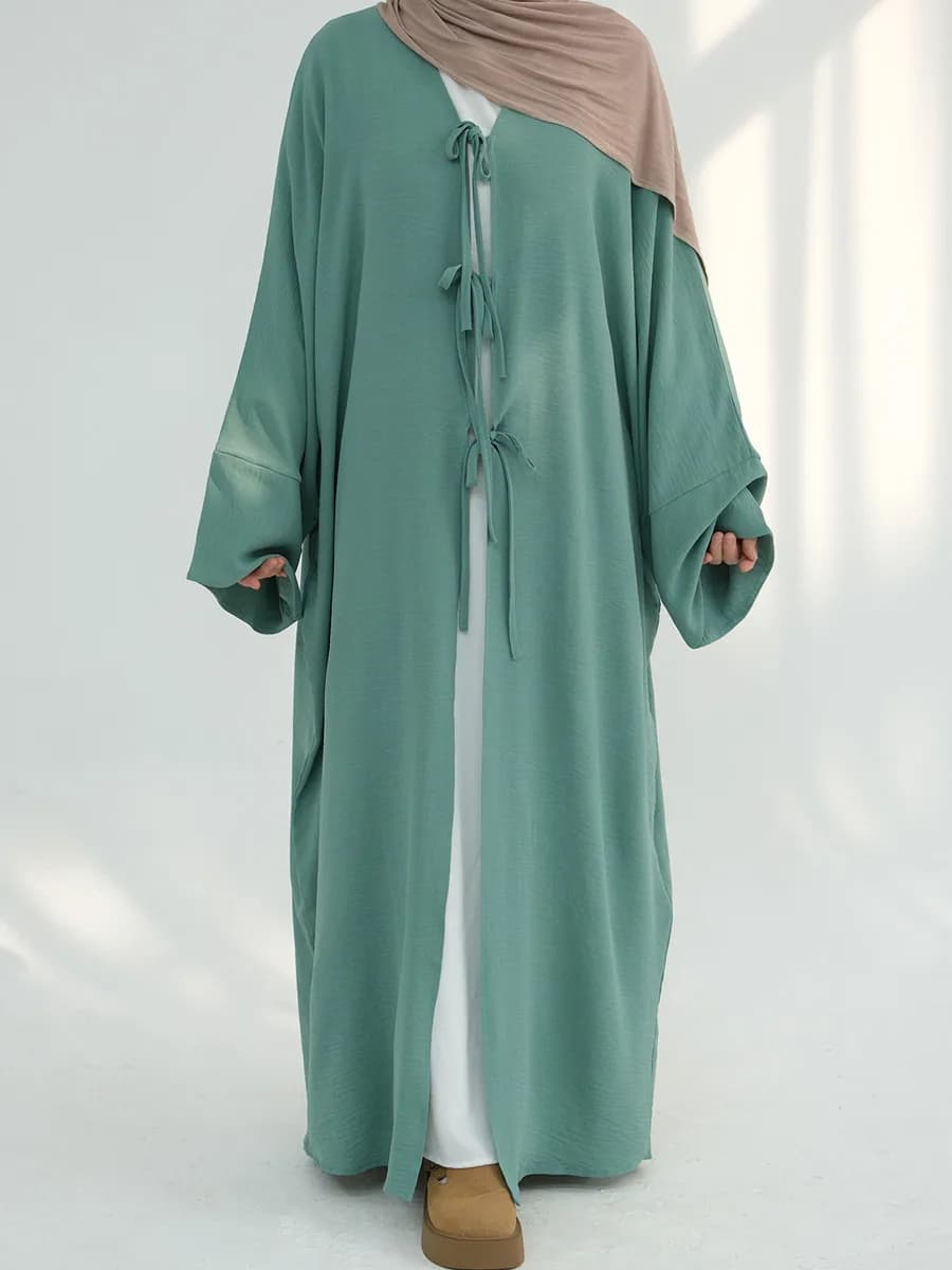 Donne musulmane Dubai Turco Abaya Eid Abito lungo Kimono solido Cardigan Modesto Ramadan Preghiera Veste Caftano Femme Islam Abbigliamento