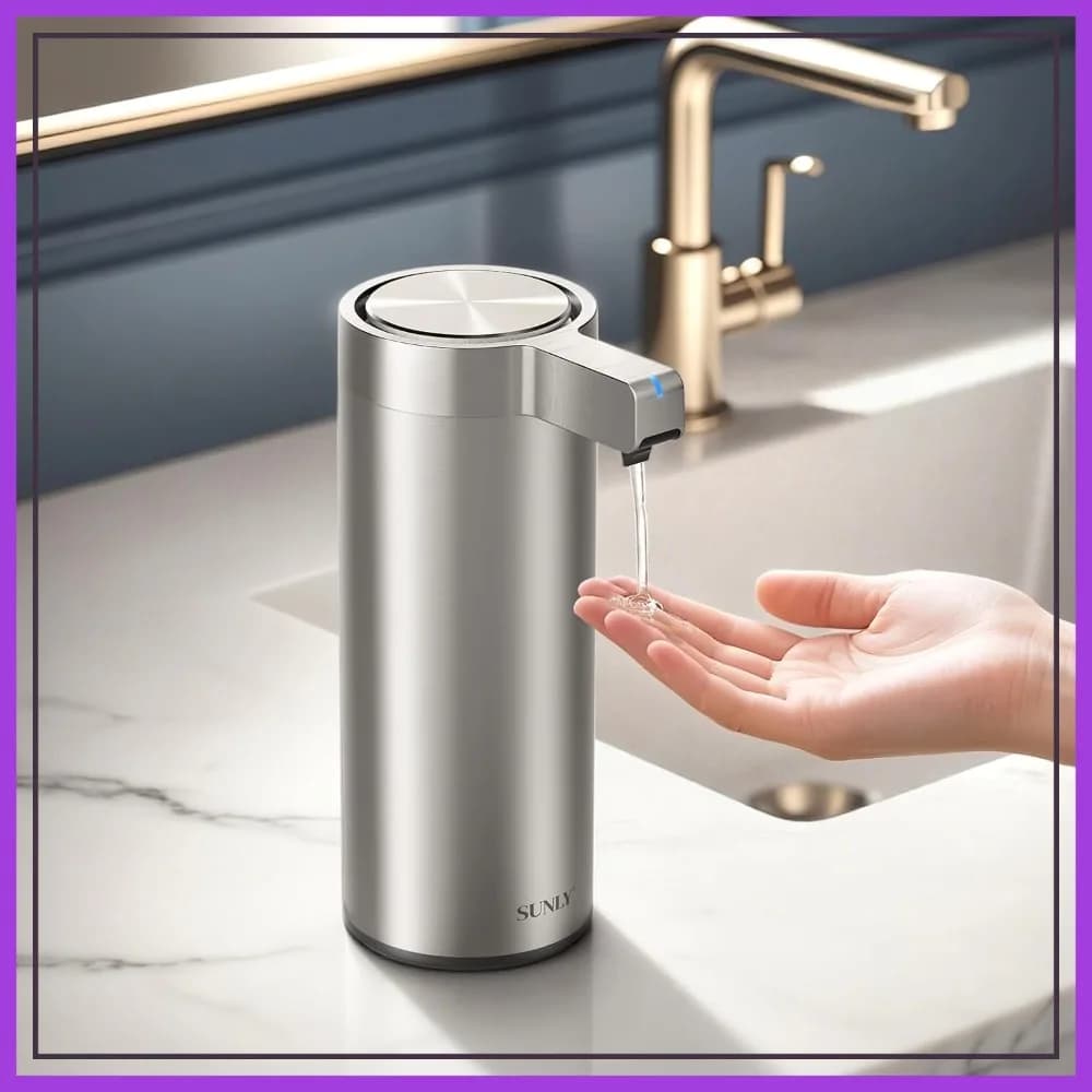 Dispenser di sapone senza contatto – Pompa anti-intasamento, sensore rapido da 0,2 secondi, ricaricabile USB-C, in acciaio inossidabile per cucina e bagno