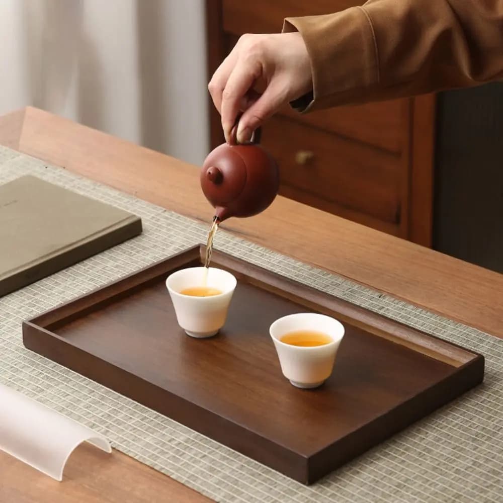 Classic Bamboo Rectangular Tea Tray Smooth Surface Vintage Tea Set Serving Tray Good Load-bearing Capacity Storage Tray Office
