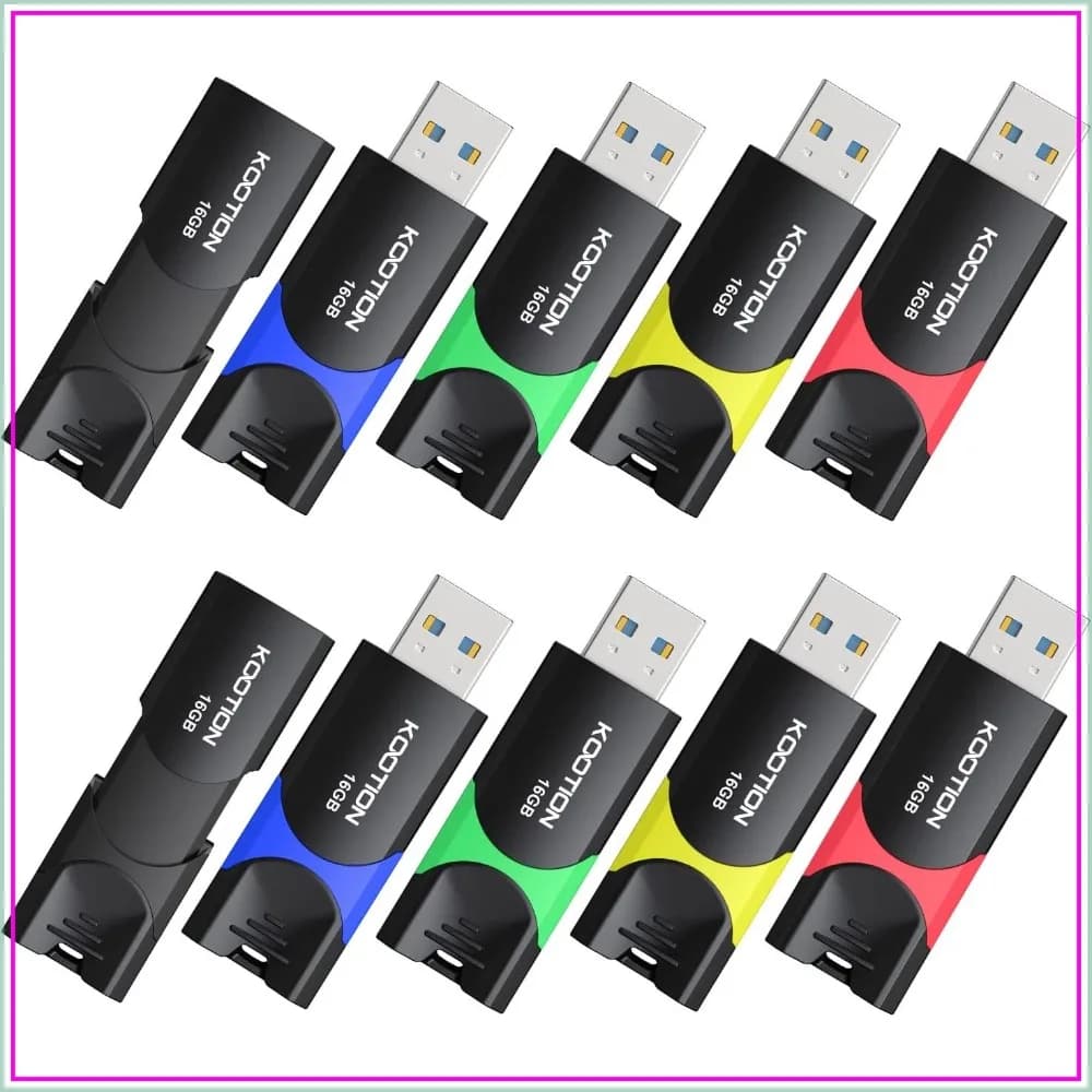 10-Pack USB 3.0 Flash Drive 16GB Retractable Thumb Drives Ultra High Speed Memory Stick with LED Indicator