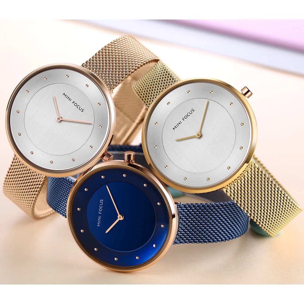 MINI FOCUS Women Fashion Ultra Thin Watches Simple Men Business Stainless Steel Mesh Belt Quartz Watch Casual Watch For Lady 3.0