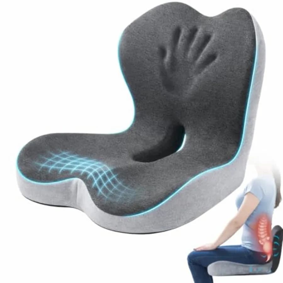Cuscino per Sedile Auto con Supporto Lombare Ergonomico per Guida, Sollievo e Ventilazione, Antiscivolo per Auto/Camion/Ufficio