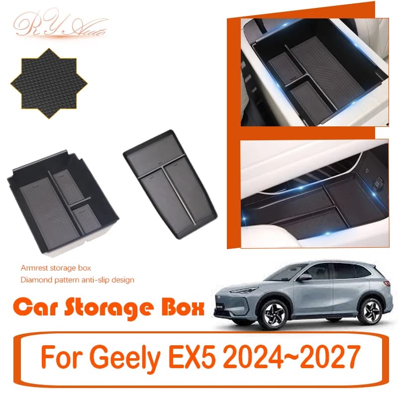 Scatola di immagazzinaggio per auto per Geely EX5 Galaxy E5 E245 e.MAS 7 2024 2025 2026 2027 Bracciolo anti-sporco Console centrale Scatole Accessori auto