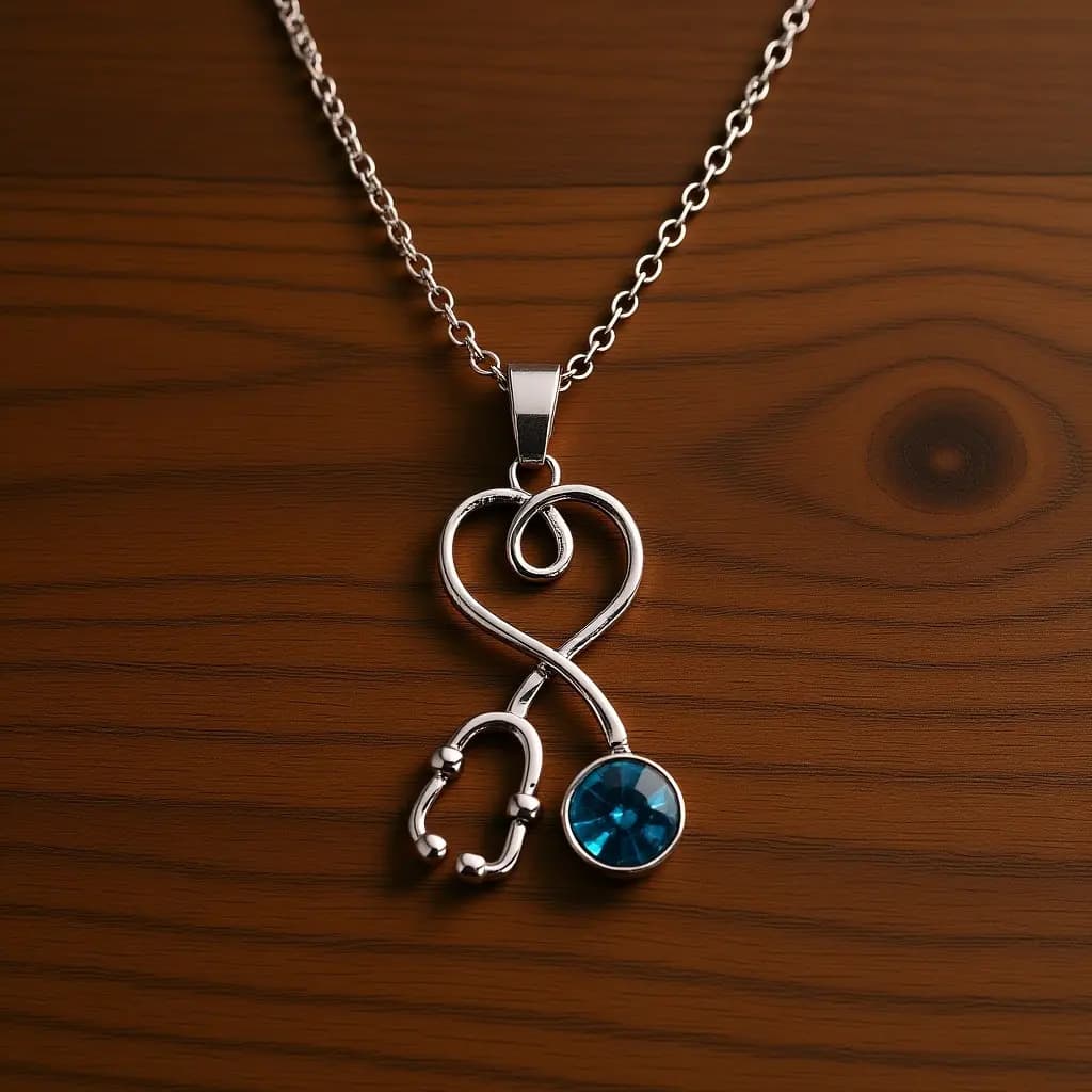 Collana con Stetoscopio a Cuore, Ciondolo Femminile in Lega Premium e Zirconi, Elegante Catena Decorativa per Clavicola