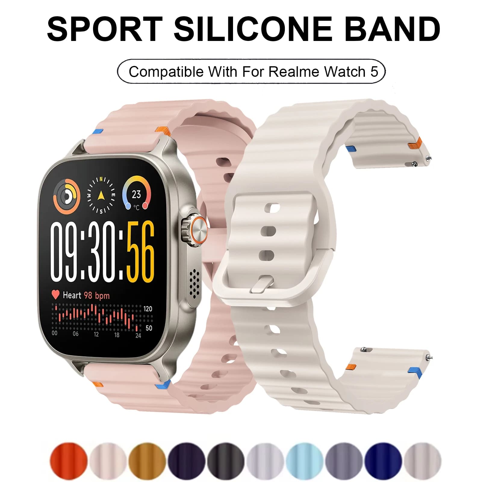 Sport Silicone Band For Realme Watch 5 smartwatch Accessories Bracelet correa Realme Watch S2/3/S/3 2 S pro 22mm watch Straps
