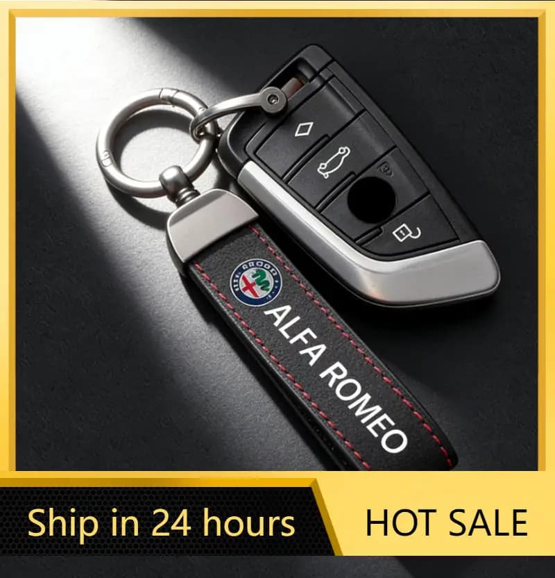 Adesivi per Auto, Portachiavi in Pelle Scamosciata, Portachiavi Sportivo Personalizzato con Emblema Auto, Regalo per Alfa Romeo 159 156 147 Mito Giulia Giulietta Toneta