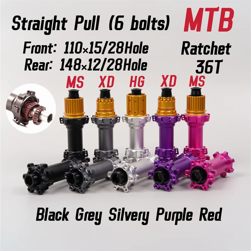New mountain bike 28H front 6 bolts 110 * 15 rear 148 * 12mm wheel hub for mountain bike ultralight free wheel XD / HG / MS