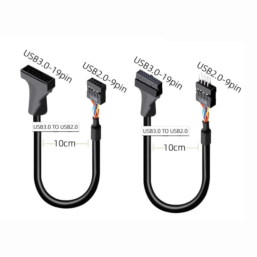 Cavo adattatore scheda madre da USB 3.0 a USB 2.0 Cavo convertitore da 19 pin a 9 pin per pannello frontale desktop (supporta 480 Mbps) ​